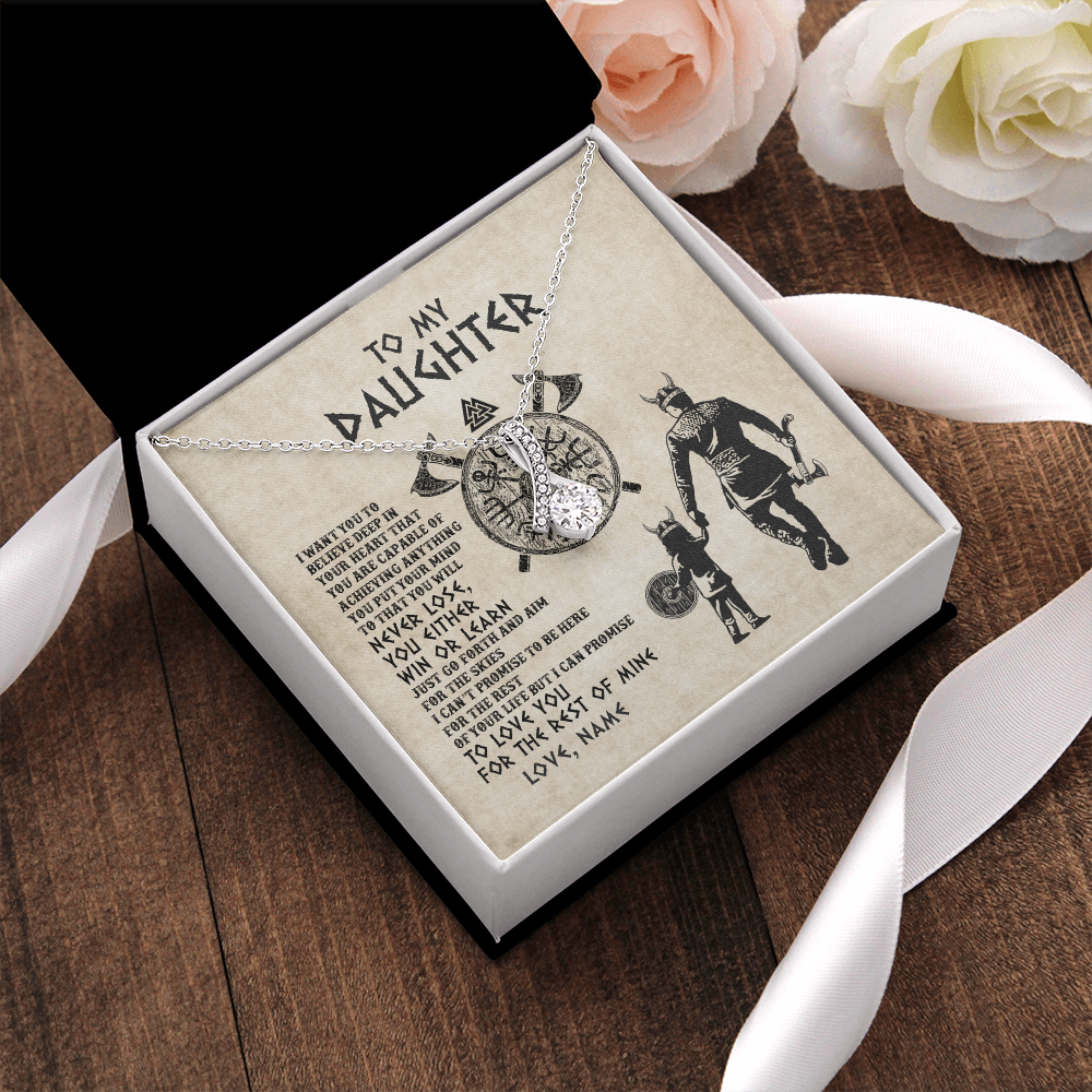 Personalized To My Daughter Necklace From Dad Father You Will Never Lose Viking Daughter Birthday Graduation Valentines Christmas Customized Message Card