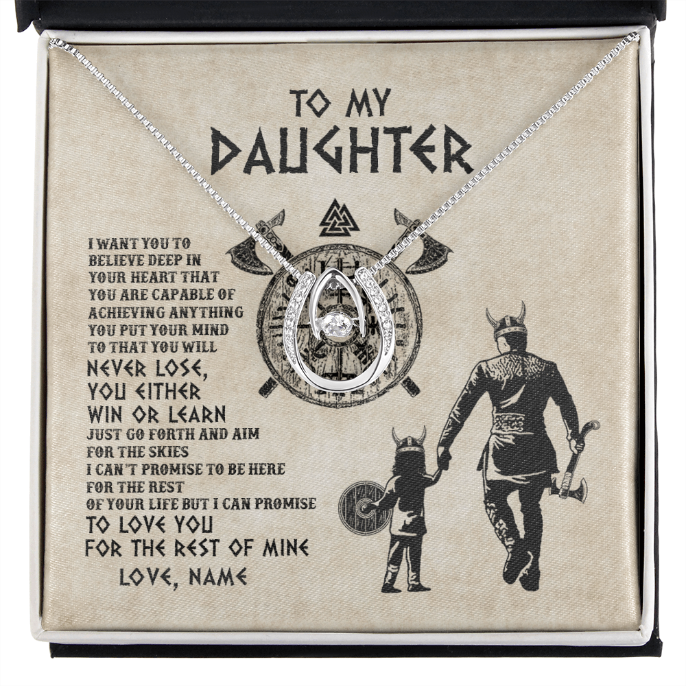 Personalized To My Daughter Necklace From Dad Father You Will Never Lose Viking Daughter Birthday Graduation Valentines Christmas Customized Message Card