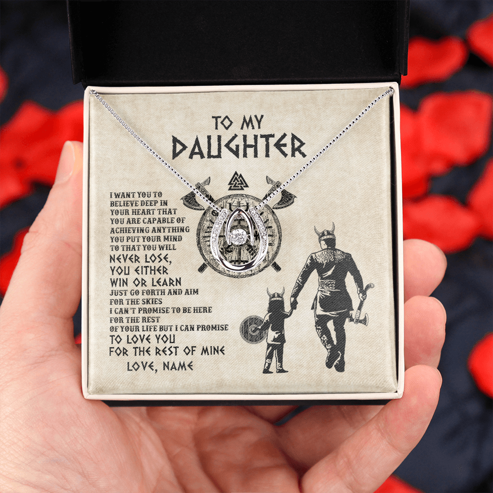 Personalized To My Daughter Necklace From Dad Father You Will Never Lose Viking Daughter Birthday Graduation Valentines Christmas Customized Message Card