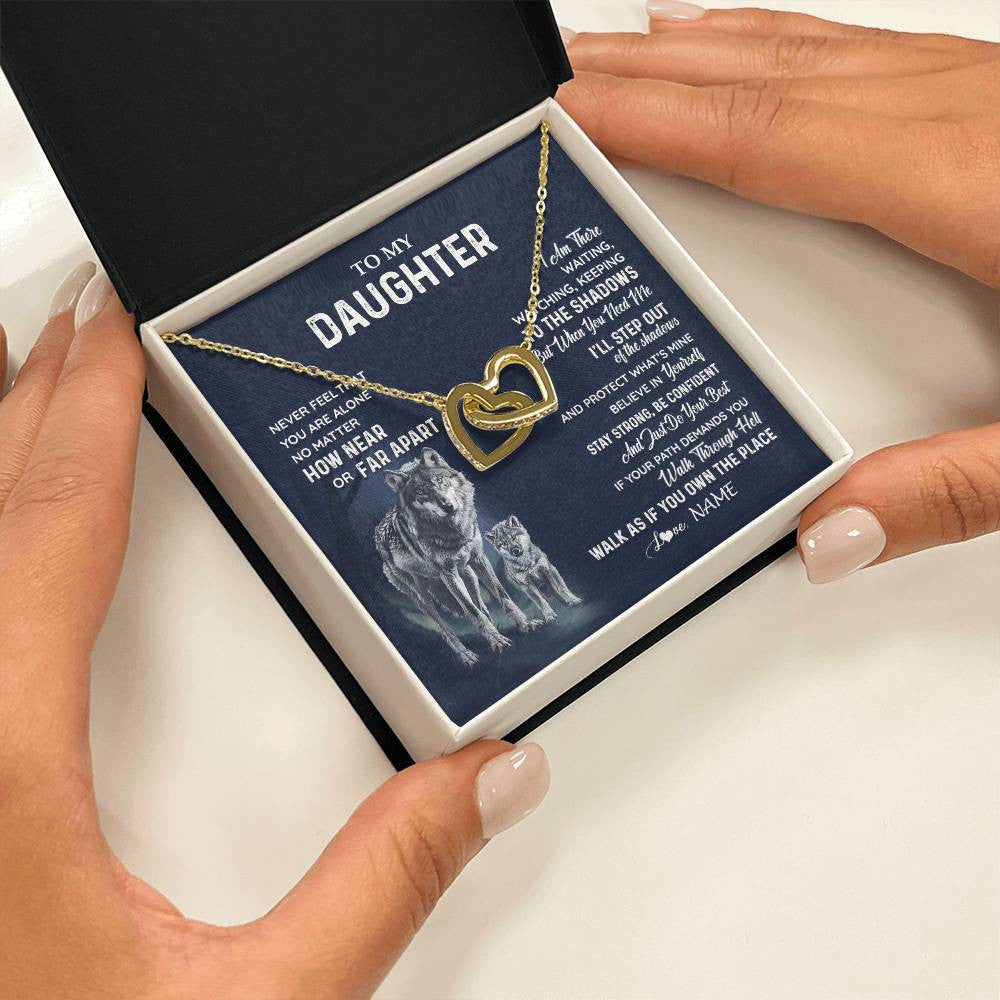 Personalized To My Daughter Necklace From Dad Mom Mother Never Feel You Are Alone Wolf Daughter Birthday Graduation Christmas Customized Gift Box Message Card