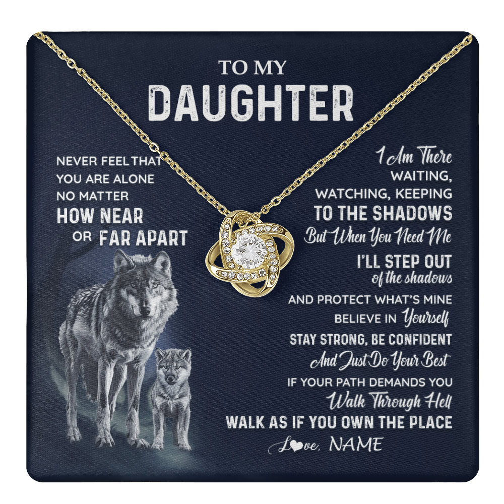 Personalized To My Daughter Necklace From Dad Mom Mother Never Feel You Are Alone Wolf Daughter Birthday Graduation Christmas Customized Gift Box Message Card