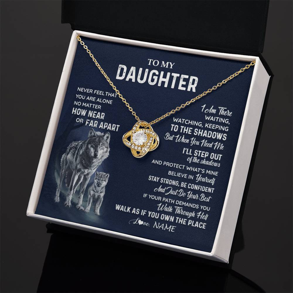 Personalized To My Daughter Necklace From Dad Mom Mother Never Feel You Are Alone Wolf Daughter Birthday Graduation Christmas Customized Gift Box Message Card
