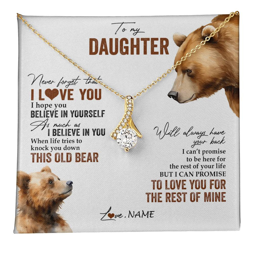 Personalized To My Daughter Necklace From Dad Mom Never Forget That I Love You Bear Daughter Birthday Graduation Christmas Customized Gift Box Message Card