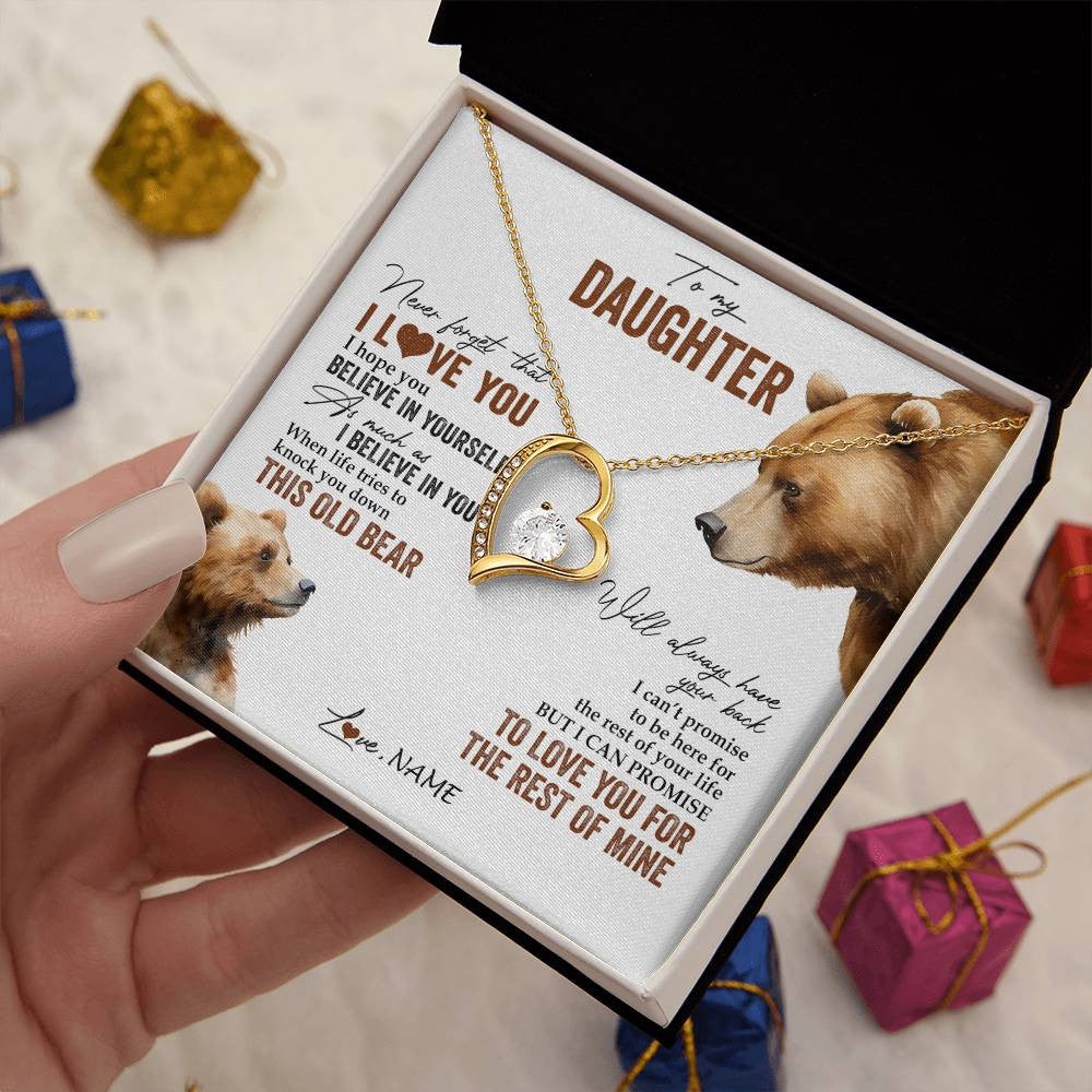 Personalized To My Daughter Necklace From Dad Mom Never Forget That I Love You Bear Daughter Birthday Graduation Christmas Customized Gift Box Message Card