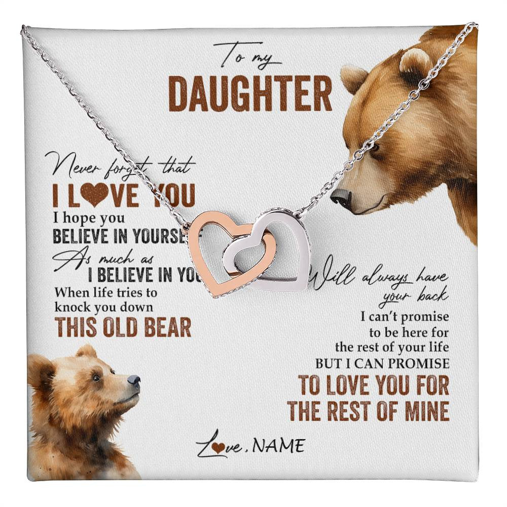 Personalized To My Daughter Necklace From Dad Mom Never Forget That I Love You Bear Daughter Birthday Graduation Christmas Customized Gift Box Message Card