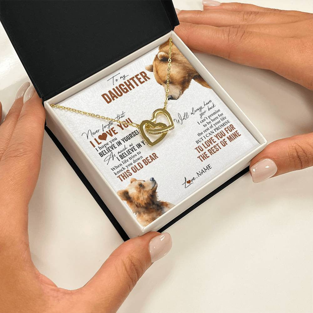 Personalized To My Daughter Necklace From Dad Mom Never Forget That I Love You Bear Daughter Birthday Graduation Christmas Customized Gift Box Message Card