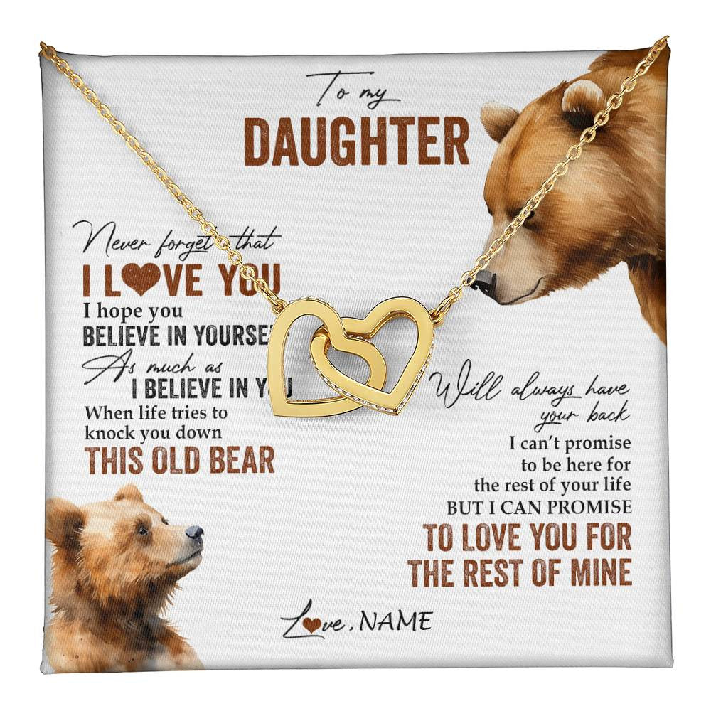 Personalized To My Daughter Necklace From Dad Mom Never Forget That I Love You Bear Daughter Birthday Graduation Christmas Customized Gift Box Message Card