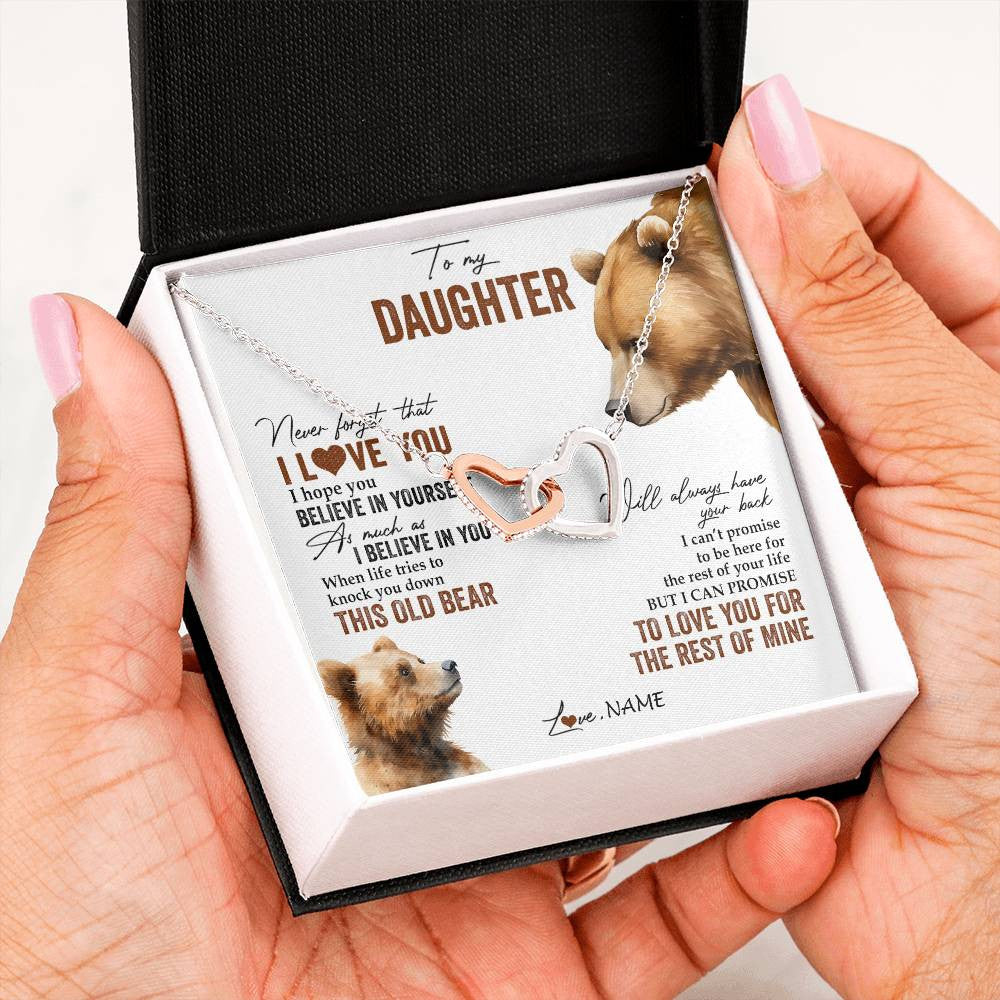 Personalized To My Daughter Necklace From Dad Mom Never Forget That I Love You Bear Daughter Birthday Graduation Christmas Customized Gift Box Message Card