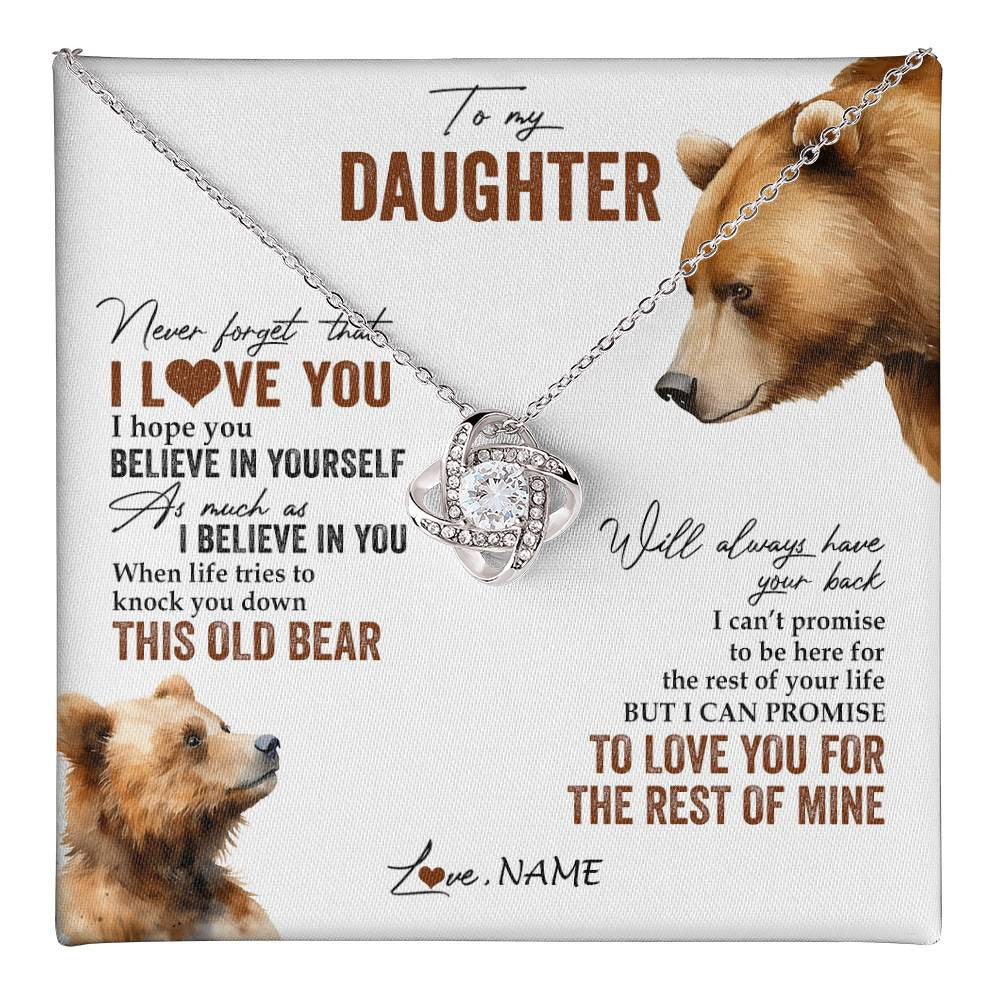 Personalized To My Daughter Necklace From Dad Mom Never Forget That I Love You Bear Daughter Birthday Graduation Christmas Customized Gift Box Message Card