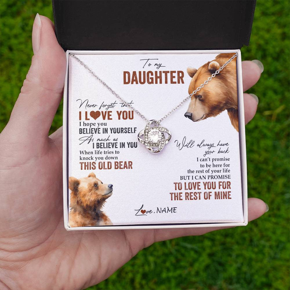 Personalized To My Daughter Necklace From Dad Mom Never Forget That I Love You Bear Daughter Birthday Graduation Christmas Customized Gift Box Message Card