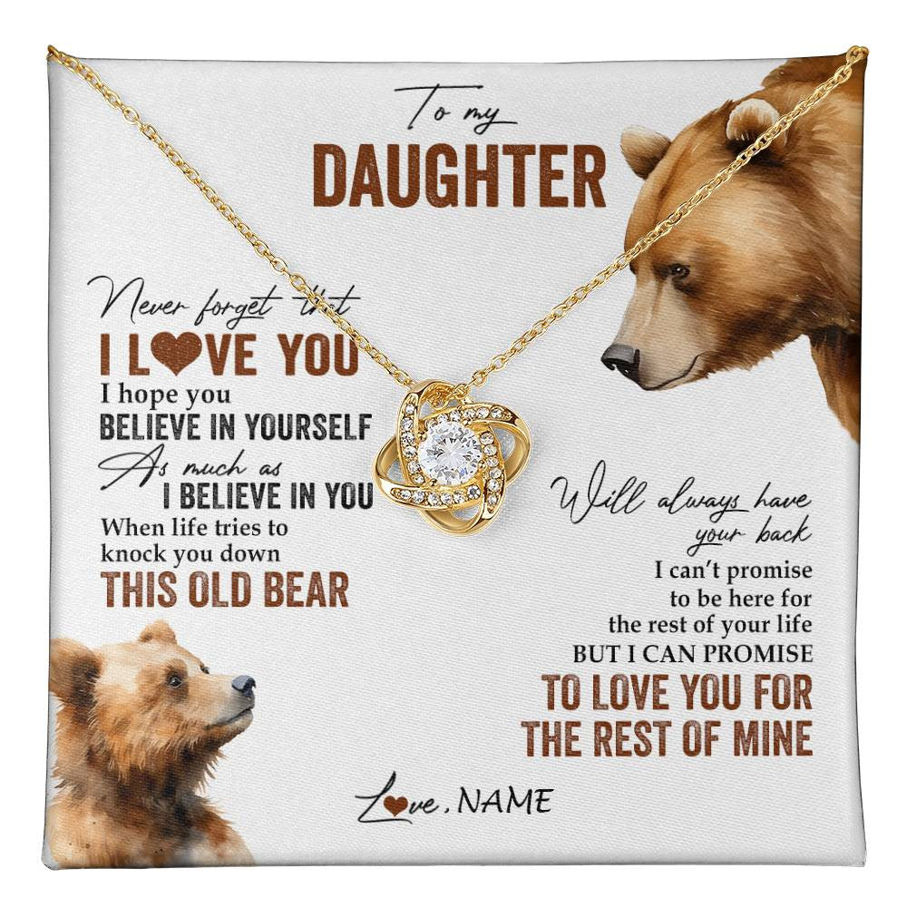 Personalized To My Daughter Necklace From Dad Mom Never Forget That I Love You Bear Daughter Birthday Graduation Christmas Customized Gift Box Message Card