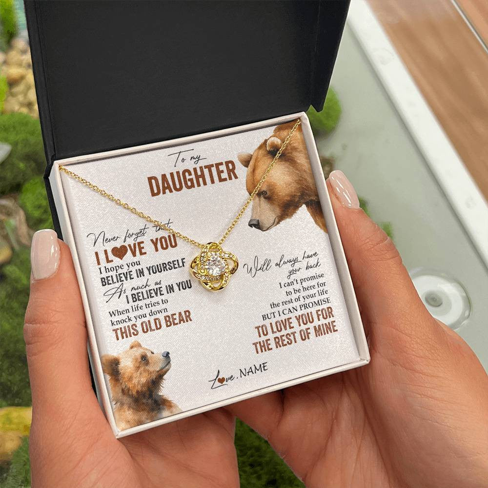 Personalized To My Daughter Necklace From Dad Mom Never Forget That I Love You Bear Daughter Birthday Graduation Christmas Customized Gift Box Message Card
