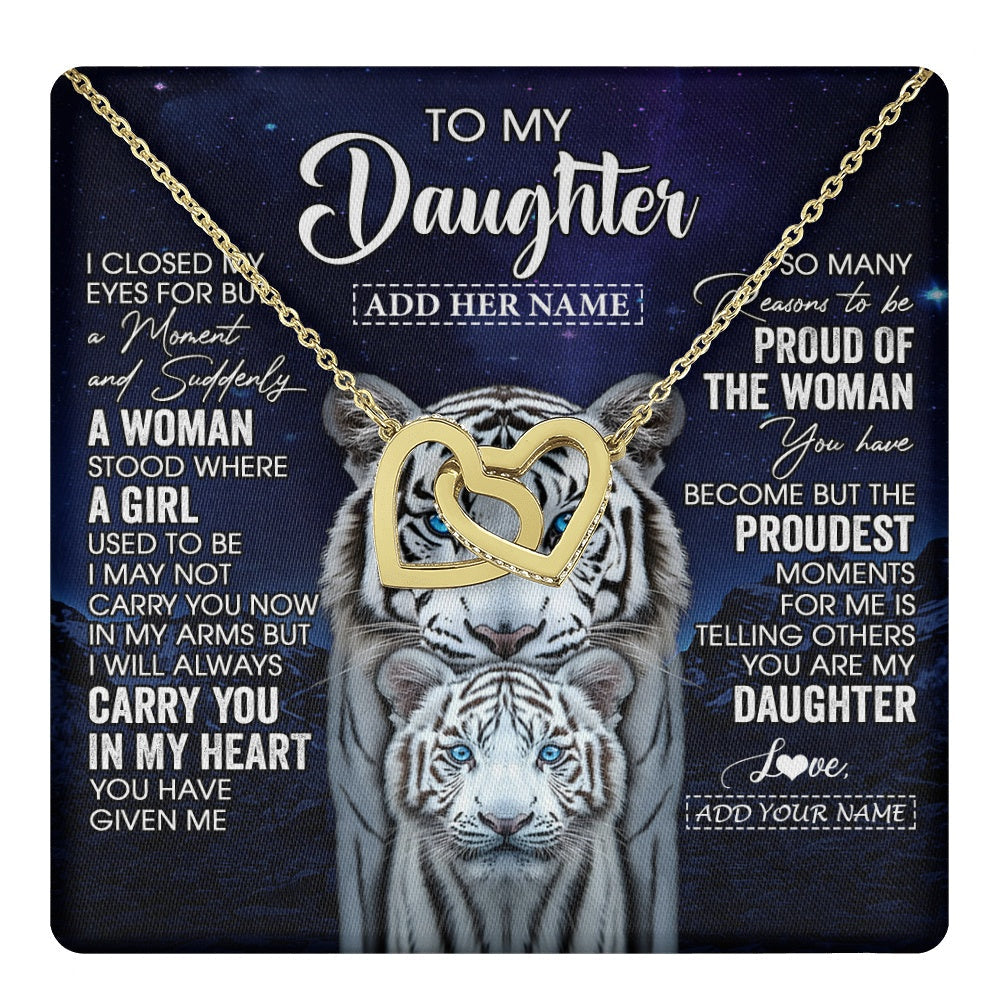 Personalized To My Daughter Necklace From Mom Dad I Close My Eyes White Tiger Daughter Birthday Gift Graduation Christmas Jewelry Gift Box Message Card