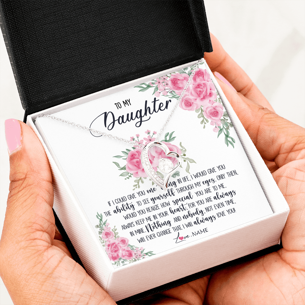 Personalized To My Daughter Necklace From Mom Dad I Will Always Love You Daughter Birthday Christmas Jewelry Pendant Customized Gift Box Message Card