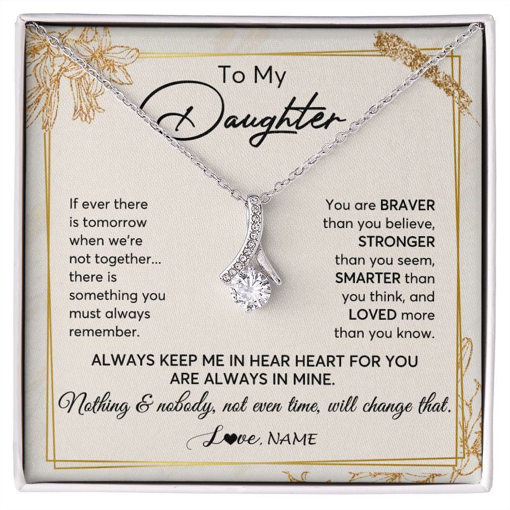 Personalized To My Daughter Necklace From Mom Dad Mother Always Keep Me In Your Heart Daughter Birthday Graduation Christmas Customized Gift Box Message Card
