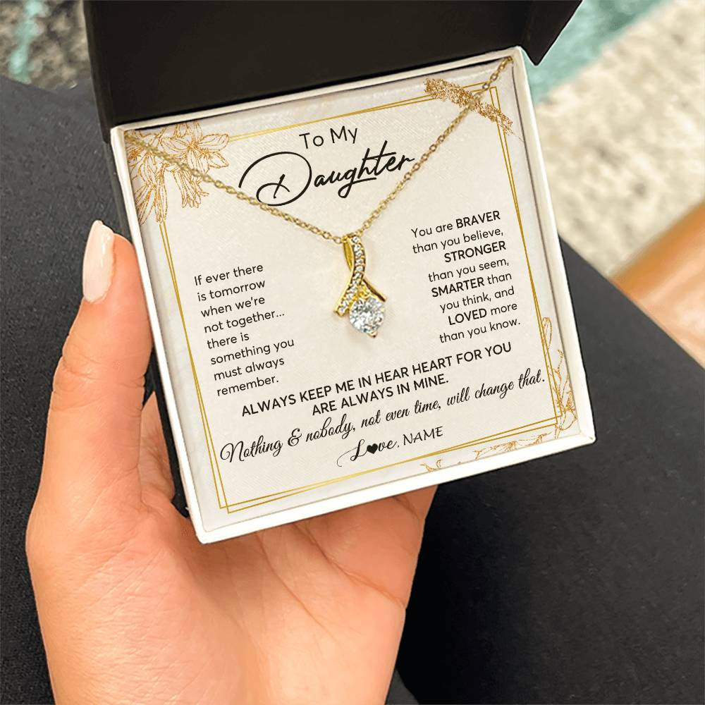 Personalized To My Daughter Necklace From Mom Dad Mother Always Keep Me In Your Heart Daughter Birthday Graduation Christmas Customized Gift Box Message Card