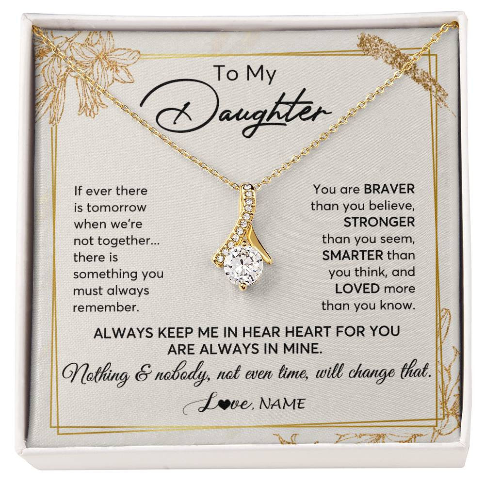 Personalized To My Daughter Necklace From Mom Dad Mother Always Keep Me In Your Heart Daughter Birthday Graduation Christmas Customized Gift Box Message Card