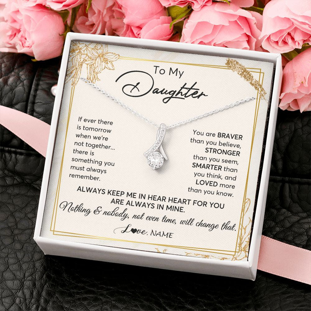 Personalized To My Daughter Necklace From Mom Dad Mother Always Keep Me In Your Heart Daughter Birthday Graduation Christmas Customized Gift Box Message Card