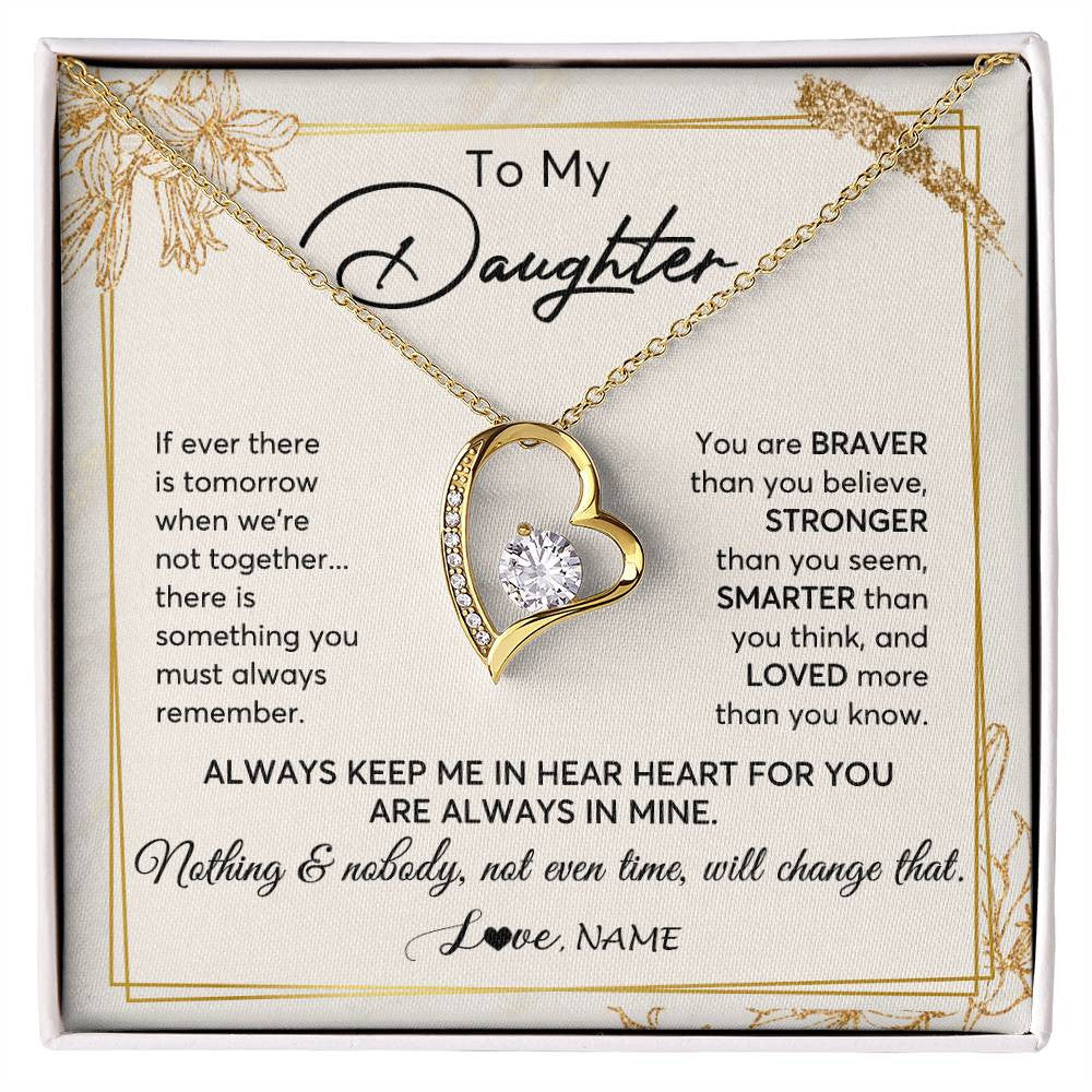 Personalized To My Daughter Necklace From Mom Dad Mother Always Keep Me In Your Heart Daughter Birthday Graduation Christmas Customized Gift Box Message Card
