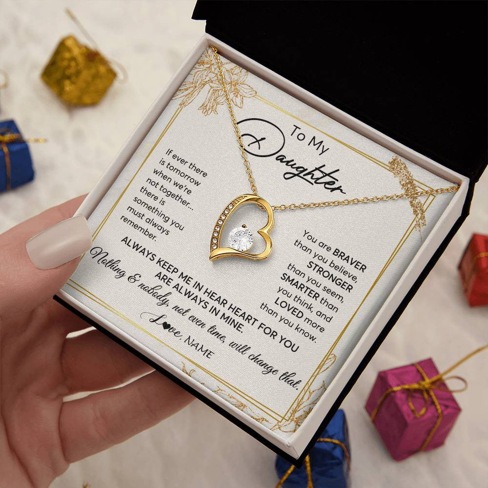 Personalized To My Daughter Necklace From Mom Dad Mother Always Keep Me In Your Heart Daughter Birthday Graduation Christmas Customized Gift Box Message Card