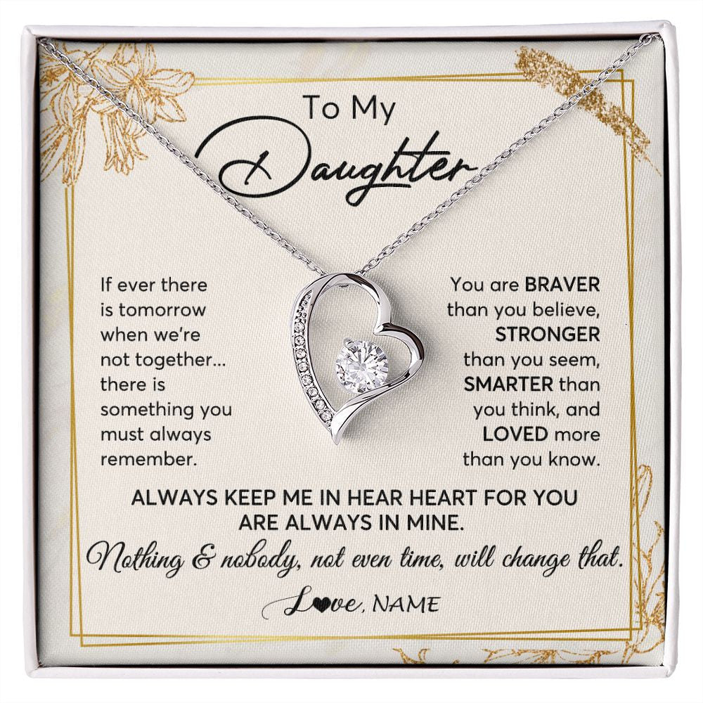 Personalized To My Daughter Necklace From Mom Dad Mother Always Keep Me In Your Heart Daughter Birthday Graduation Christmas Customized Gift Box Message Card