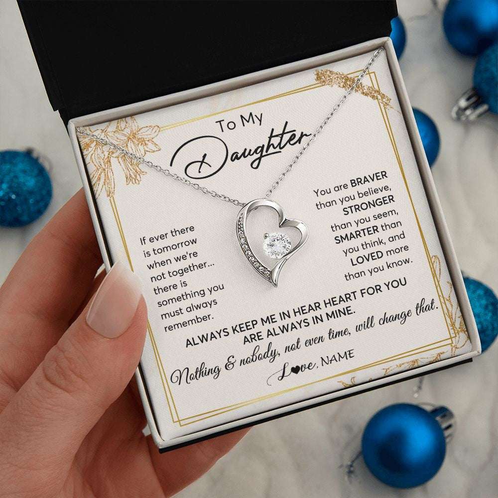 Personalized To My Daughter Necklace From Mom Dad Mother Always Keep Me In Your Heart Daughter Birthday Graduation Christmas Customized Gift Box Message Card