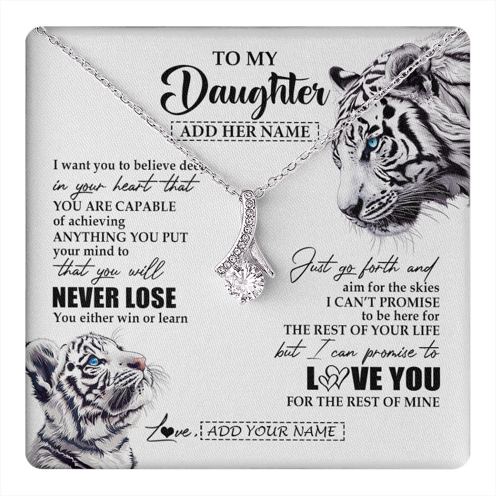 Personalized To My Daughter Necklace From Mom Dad Mother You Will Never Lose White Tiger Daughter Birthday Gifts Graduation Christmas Gift Box Message Card