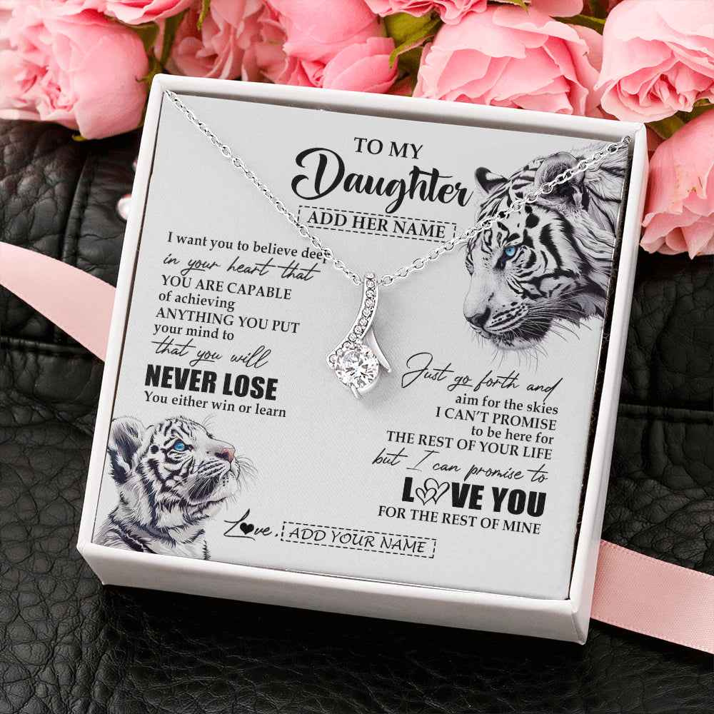 Personalized To My Daughter Necklace From Mom Dad Mother You Will Never Lose White Tiger Daughter Birthday Gifts Graduation Christmas Gift Box Message Card