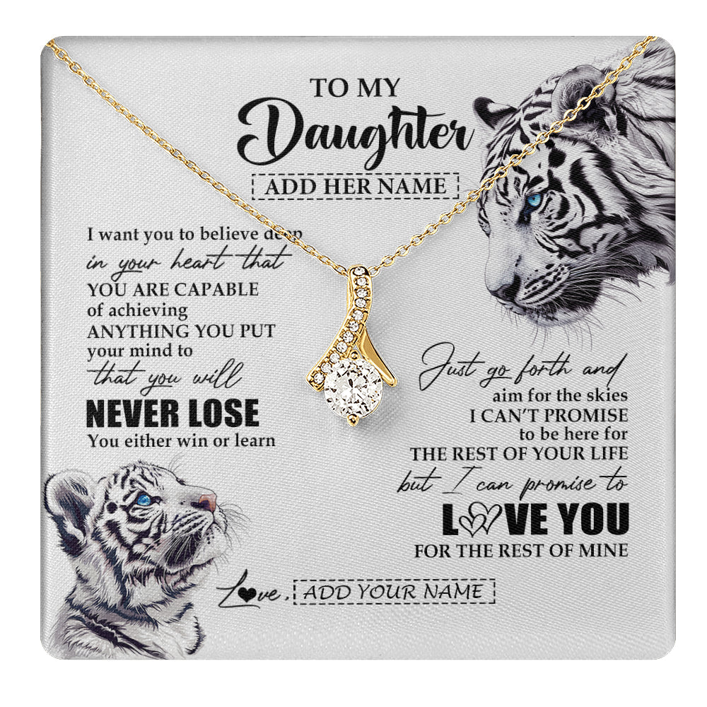 Personalized To My Daughter Necklace From Mom Dad Mother You Will Never Lose White Tiger Daughter Birthday Gifts Graduation Christmas Gift Box Message Card