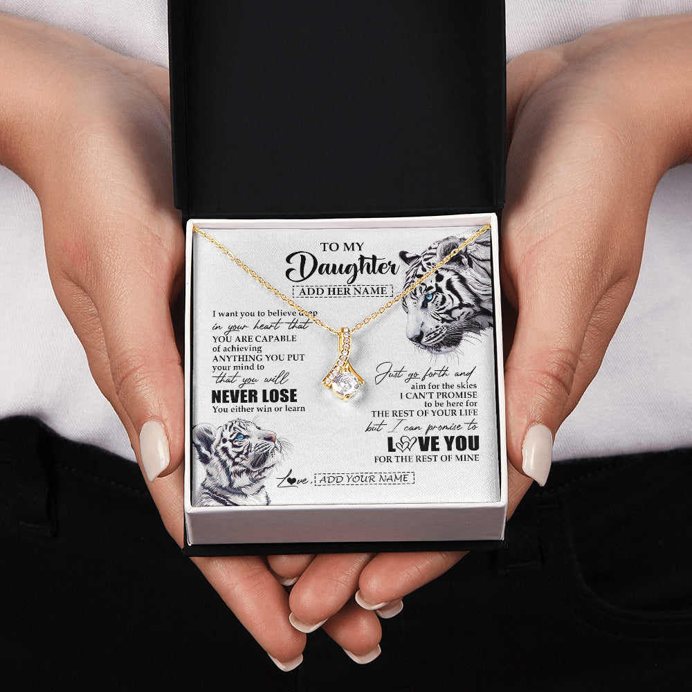 Personalized To My Daughter Necklace From Mom Dad Mother You Will Never Lose White Tiger Daughter Birthday Gifts Graduation Christmas Gift Box Message Card