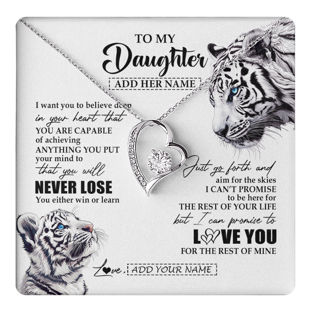 Personalized To My Daughter Necklace From Mom Dad Mother You Will Never Lose White Tiger Daughter Birthday Gifts Graduation Christmas Gift Box Message Card