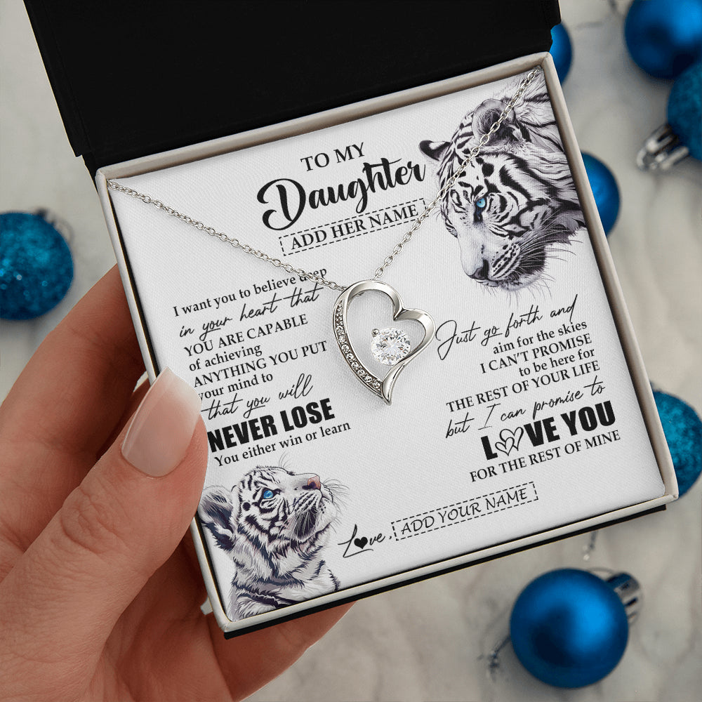 Personalized To My Daughter Necklace From Mom Dad Mother You Will Never Lose White Tiger Daughter Birthday Gifts Graduation Christmas Gift Box Message Card