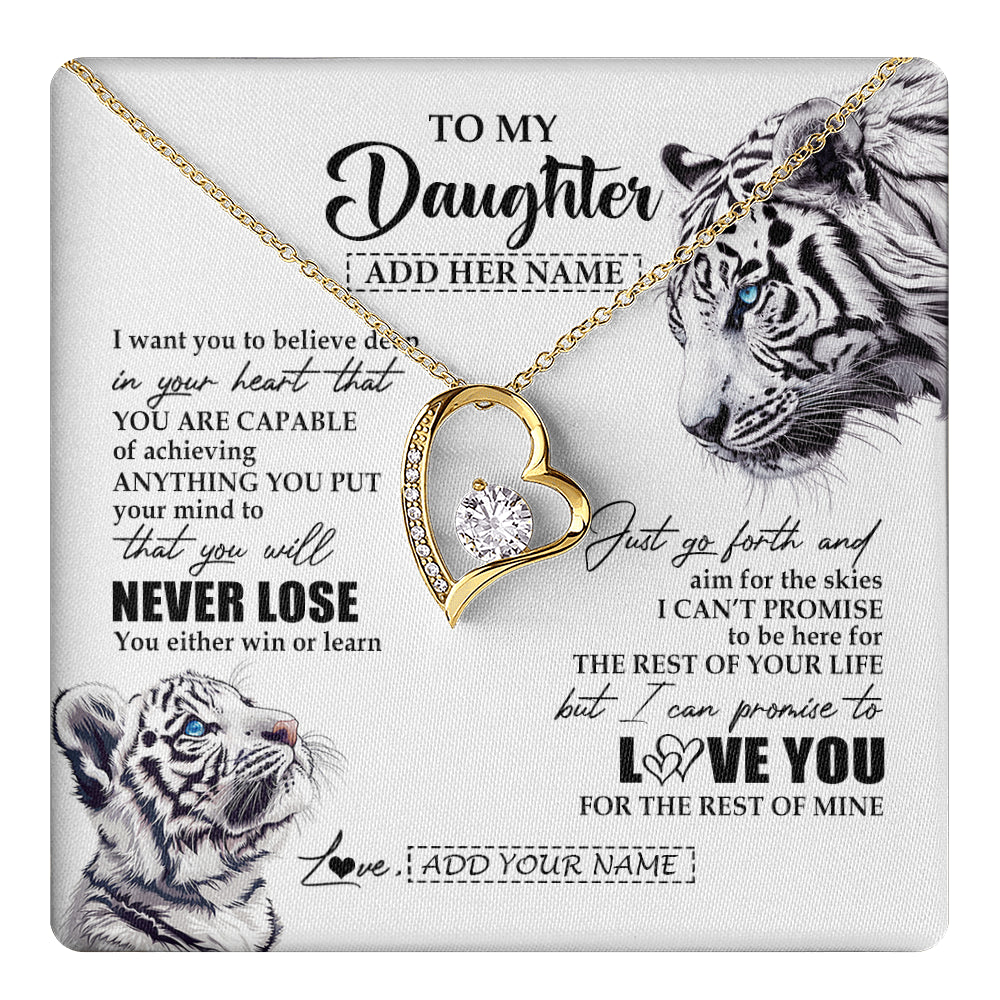Personalized To My Daughter Necklace From Mom Dad Mother You Will Never Lose White Tiger Daughter Birthday Gifts Graduation Christmas Gift Box Message Card