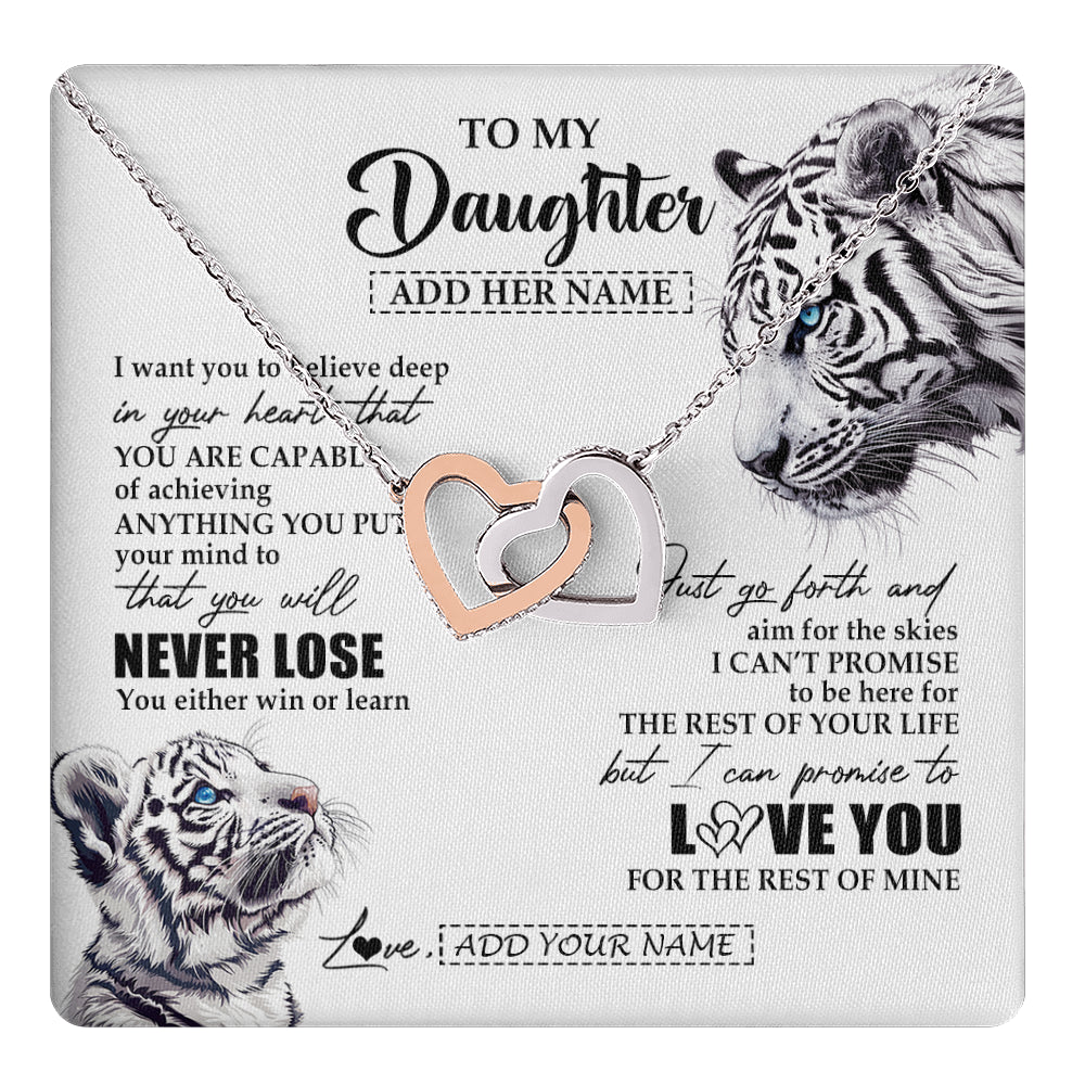Personalized To My Daughter Necklace From Mom Dad Mother You Will Never Lose White Tiger Daughter Birthday Gifts Graduation Christmas Gift Box Message Card