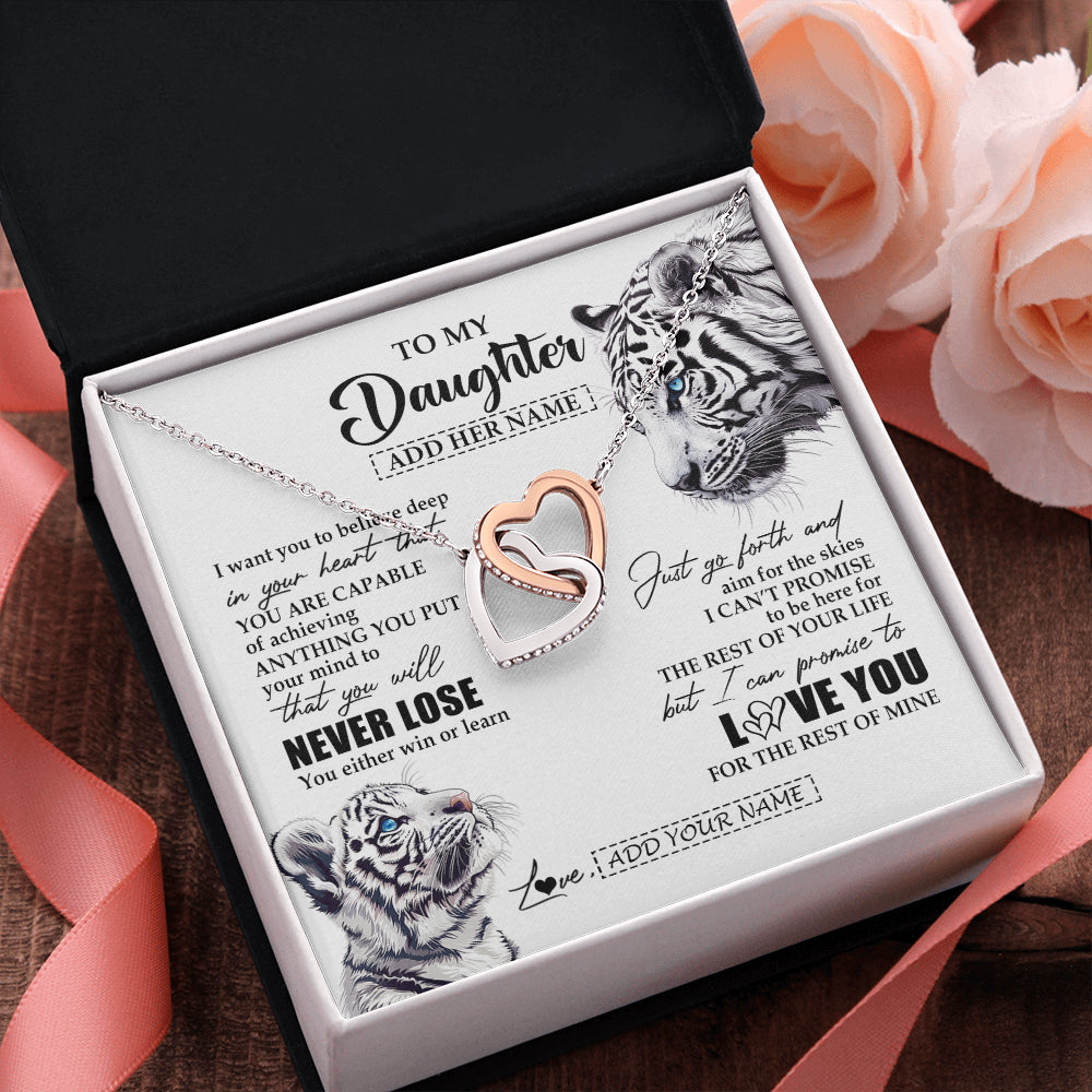 Personalized To My Daughter Necklace From Mom Dad Mother You Will Never Lose White Tiger Daughter Birthday Gifts Graduation Christmas Gift Box Message Card
