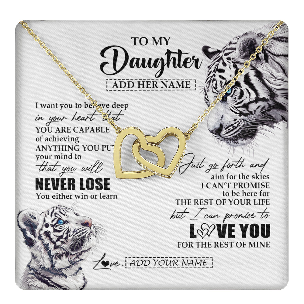 Personalized To My Daughter Necklace From Mom Dad Mother You Will Never Lose White Tiger Daughter Birthday Gifts Graduation Christmas Gift Box Message Card