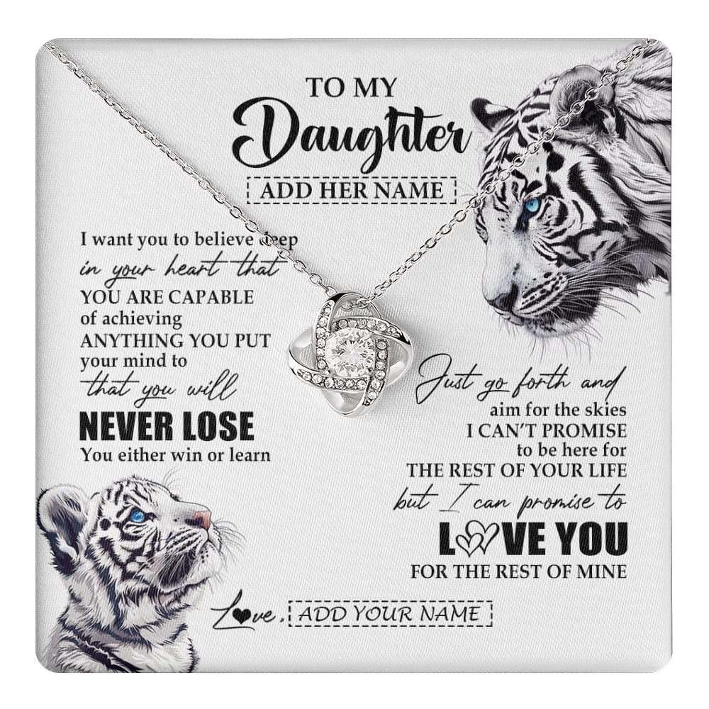 Personalized To My Daughter Necklace From Mom Dad Mother You Will Never Lose White Tiger Daughter Birthday Gifts Graduation Christmas Gift Box Message Card