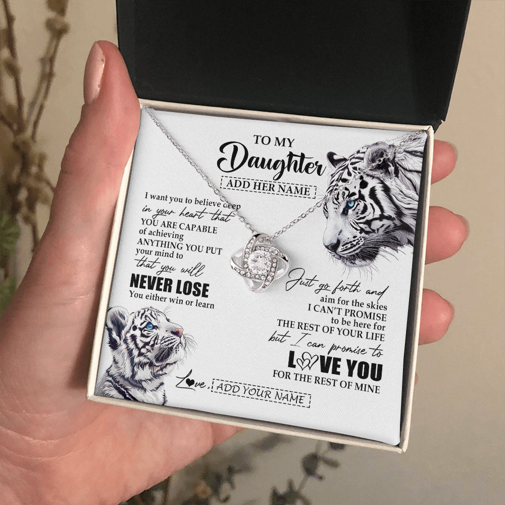 Personalized To My Daughter Necklace From Mom Dad Mother You Will Never Lose White Tiger Daughter Birthday Gifts Graduation Christmas Gift Box Message Card