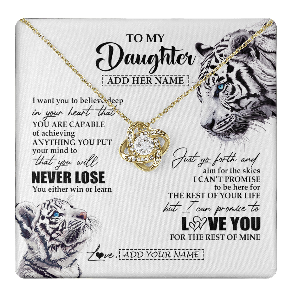 Personalized To My Daughter Necklace From Mom Dad Mother You Will Never Lose White Tiger Daughter Birthday Gifts Graduation Christmas Gift Box Message Card