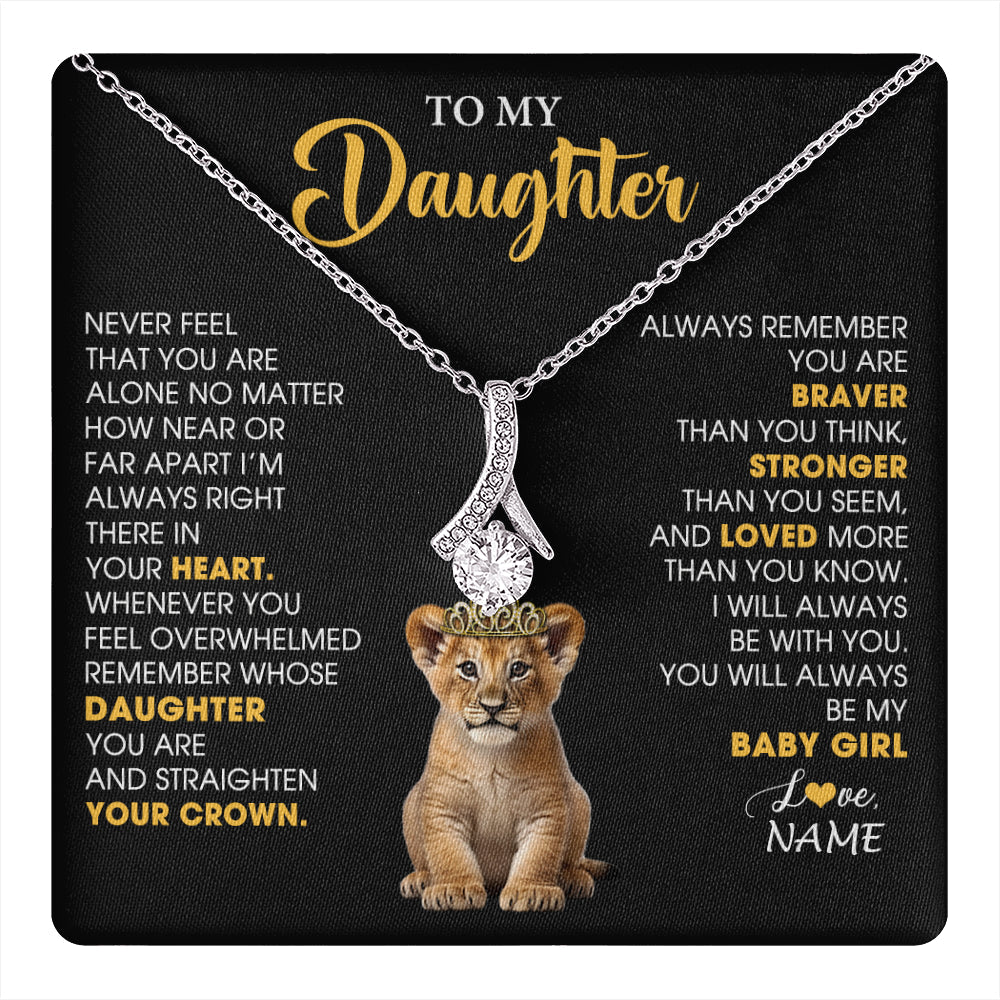 Personalized To My Daughter Necklace From Mom Dad Never Feel You Are Alone Lion Birthday Gift Daughter Valentines Christmas Gift Box Message Card