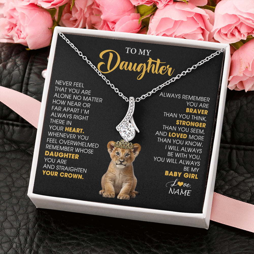 Personalized To My Daughter Necklace From Mom Dad Never Feel You Are Alone Lion Birthday Gift Daughter Valentines Christmas Gift Box Message Card