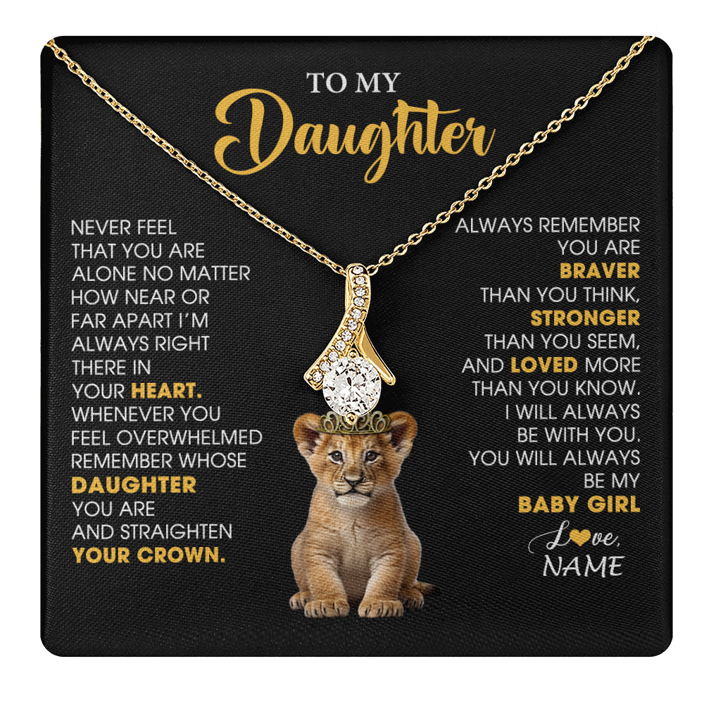 Personalized To My Daughter Necklace From Mom Dad Never Feel You Are Alone Lion Birthday Gift Daughter Valentines Christmas Gift Box Message Card