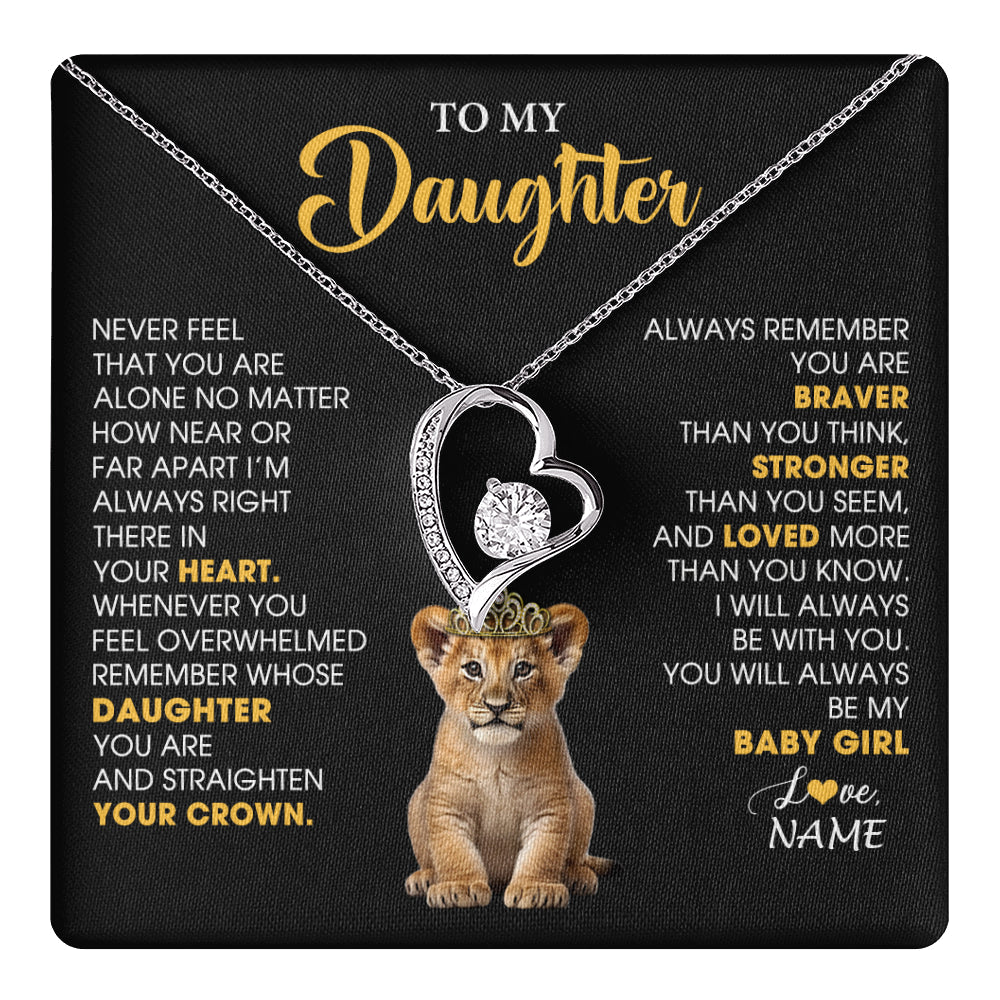 Personalized To My Daughter Necklace From Mom Dad Never Feel You Are Alone Lion Birthday Gift Daughter Valentines Christmas Gift Box Message Card