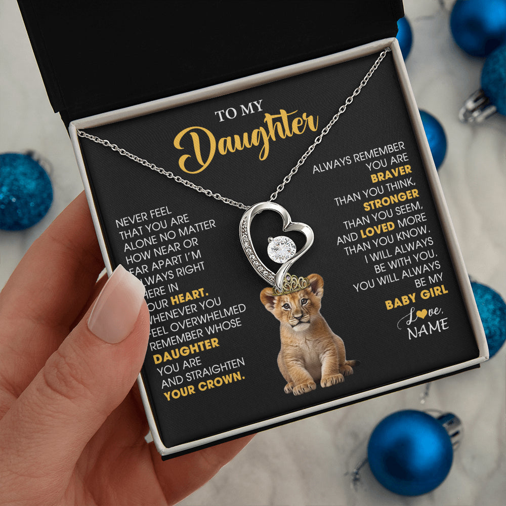 Personalized To My Daughter Necklace From Mom Dad Never Feel You Are Alone Lion Birthday Gift Daughter Valentines Christmas Gift Box Message Card
