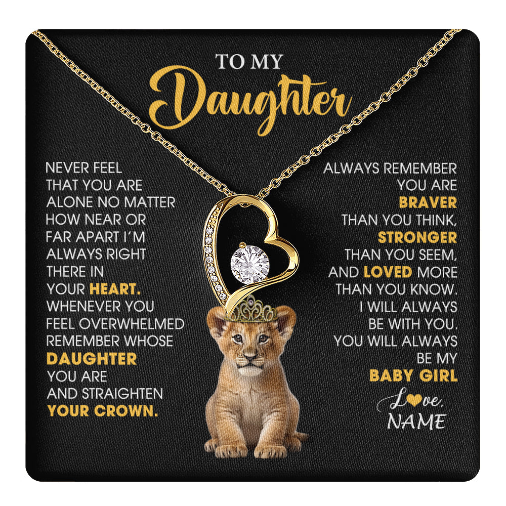 Personalized To My Daughter Necklace From Mom Dad Never Feel You Are Alone Lion Birthday Gift Daughter Valentines Christmas Gift Box Message Card