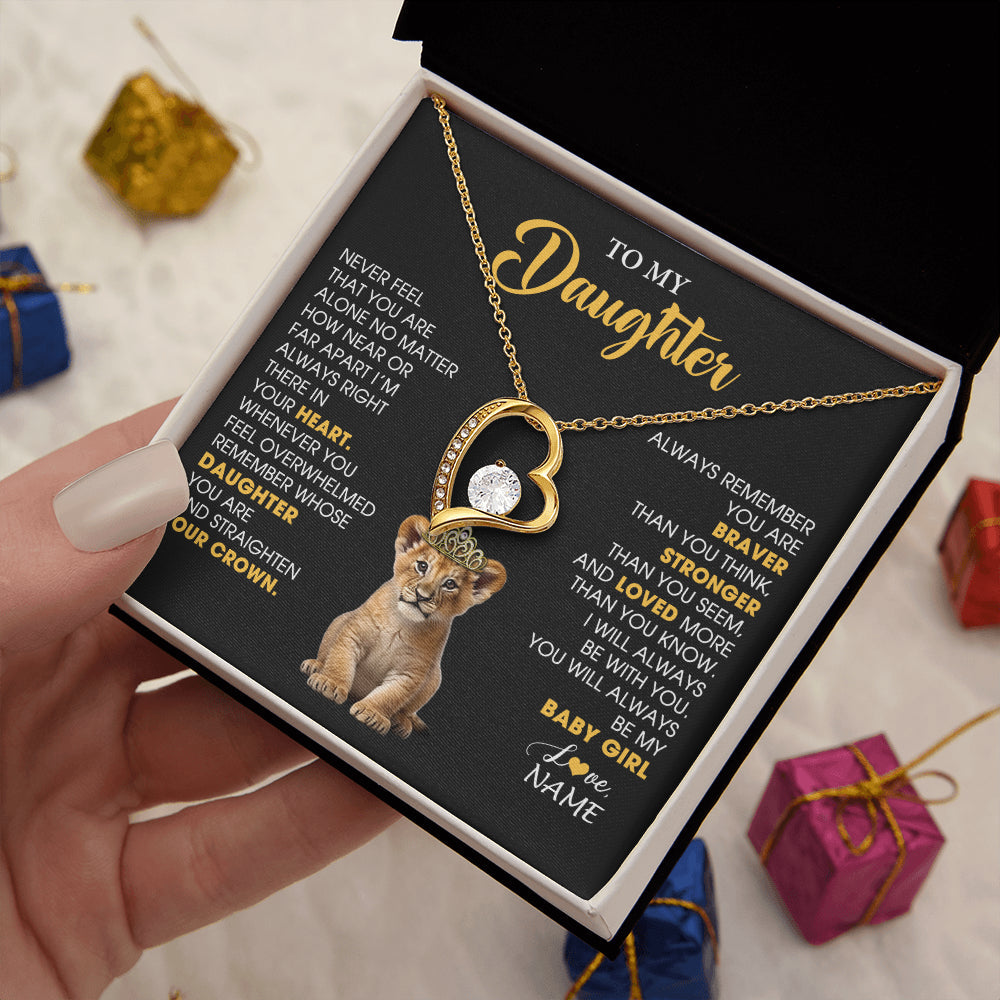 Personalized To My Daughter Necklace From Mom Dad Never Feel You Are Alone Lion Birthday Gift Daughter Valentines Christmas Gift Box Message Card