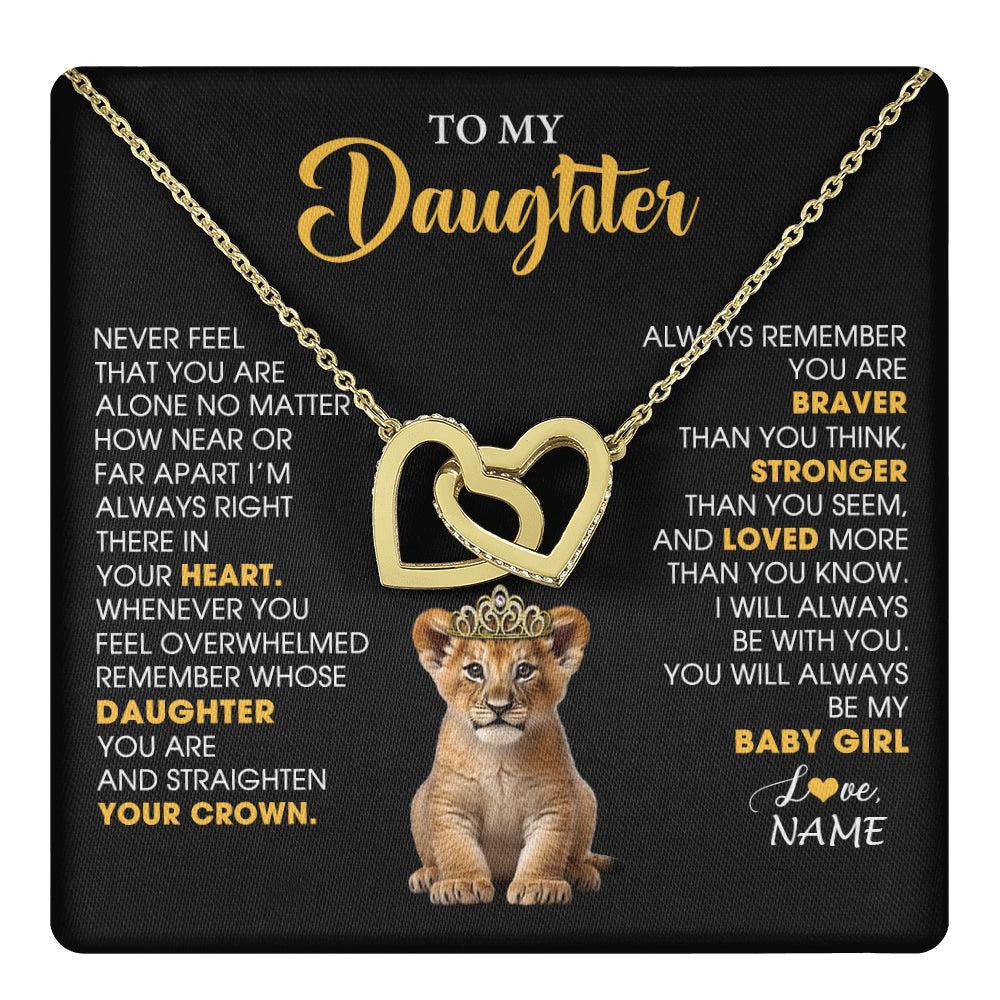Personalized To My Daughter Necklace From Mom Dad Never Feel You Are Alone Lion Birthday Gift Daughter Valentines Christmas Gift Box Message Card