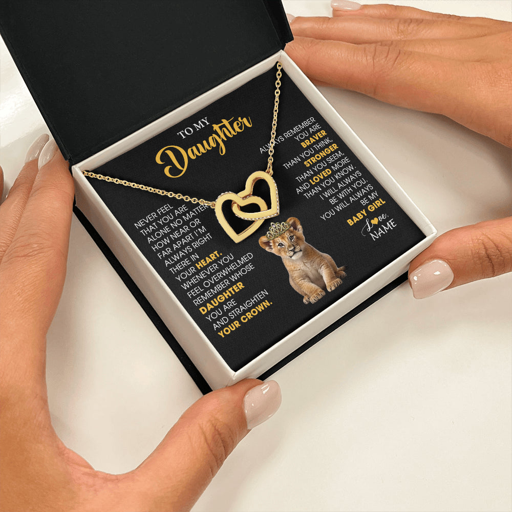 Personalized To My Daughter Necklace From Mom Dad Never Feel You Are Alone Lion Birthday Gift Daughter Valentines Christmas Gift Box Message Card