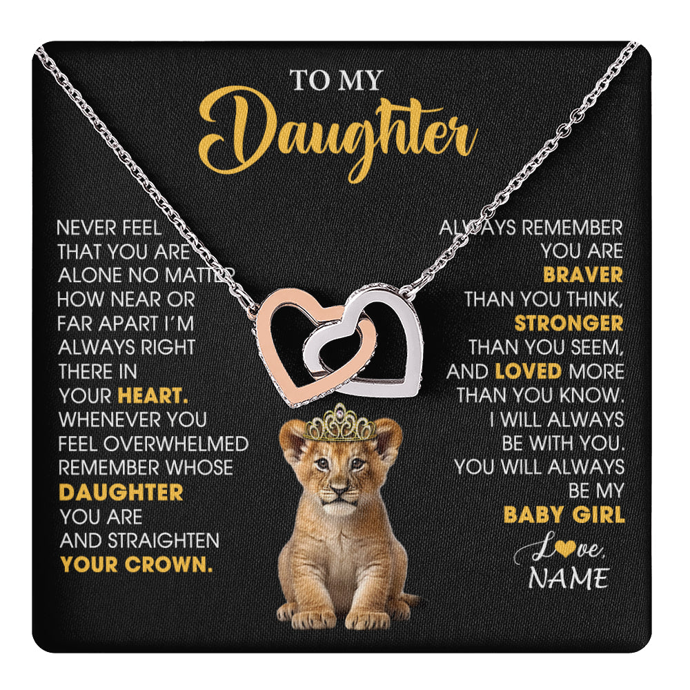 Personalized To My Daughter Necklace From Mom Dad Never Feel You Are Alone Lion Birthday Gift Daughter Valentines Christmas Gift Box Message Card