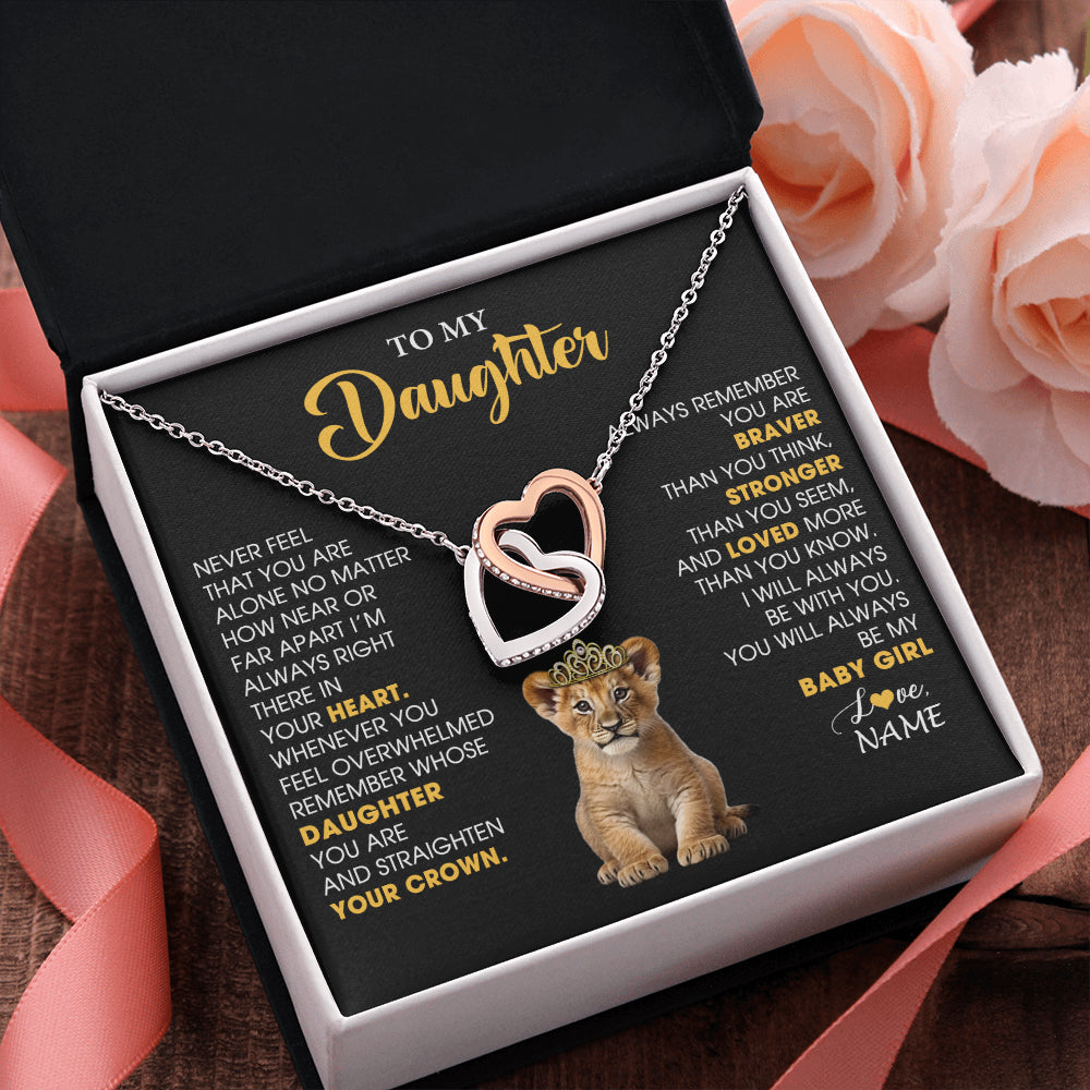 Personalized To My Daughter Necklace From Mom Dad Never Feel You Are Alone Lion Birthday Gift Daughter Valentines Christmas Gift Box Message Card